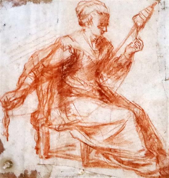 Attributed to Jacopo da Empoli (1554-1640) Clotho 5 x 4.75in.